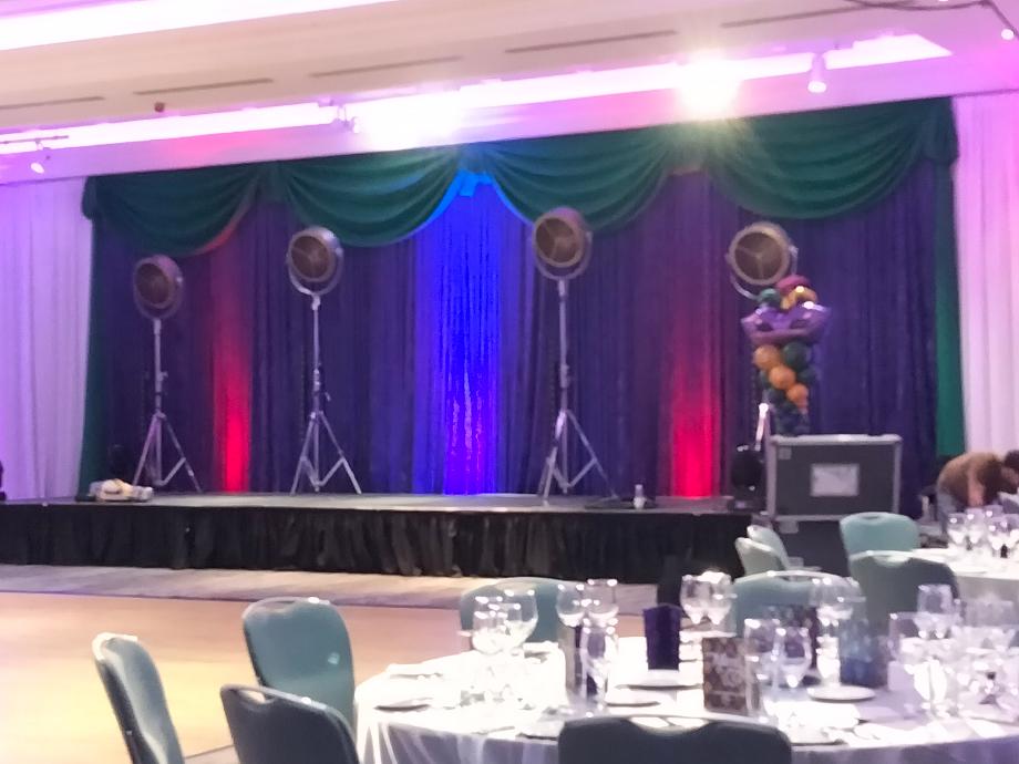 Stage backdrop at clayton hotel